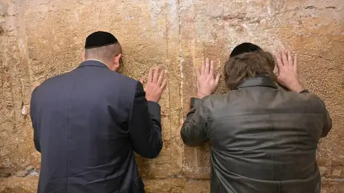 Argentine President Javier Milei and Argentina's Ambassador to Israel Axel Wahnish pray at the Western Wall in Jerusalem, June 10, 2025. Photo courtesy of Argentina's Embassy in Israel.