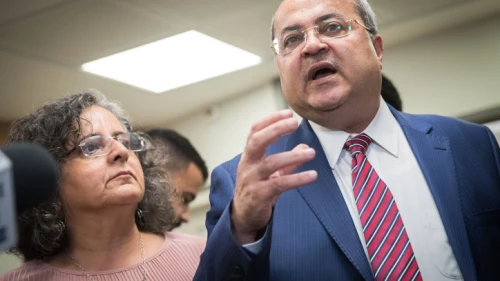 Joint List MK Ahmad Tibi arrives at the Knesset on March 11, 2020, for coalition talks with representatives from the Blue and White Party. Photo by Yonatan Sindel/Flash90.