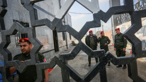 Palestinian security forces loyal to Hamas stand at the Rafah border crossing with Egypt in the southern Gaza Strip on March 15, 2020. Photo by Abed Rahim Khatib/Flash90.