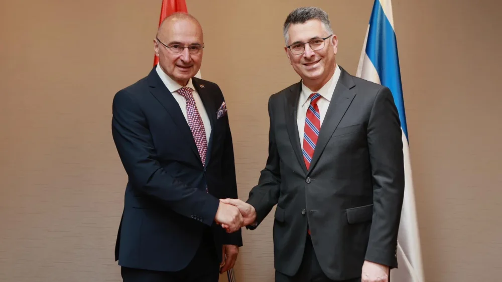 Israeli Foreign Minister Gideon Sa’ar, right, meets with Croatian Foreign Minister Gordan Grlić Radman during a visit to Berlin, May 6, 2026. Source: @gidonsaar/X