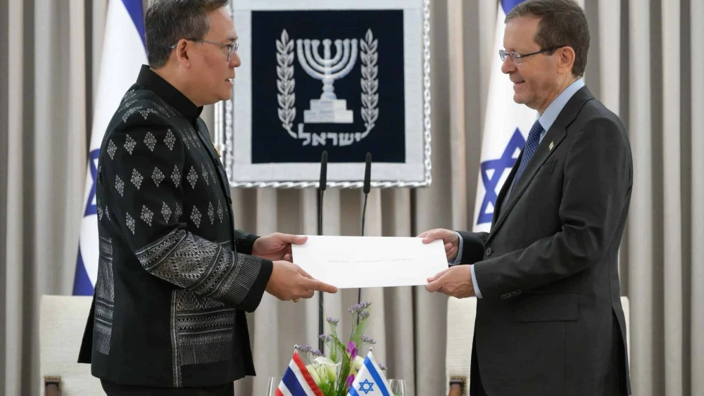 President Isaac Herzog received the diplomatic credentials of the new Ambassador of Thailand Boonyarit Vichienpuntu, Feb. 3, 2026. Credit: Maayan Toaf/GPO.