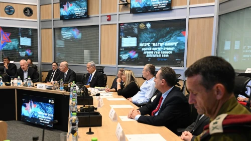 Israel's Security Cabinet convenes at IDF headquarters in Tel Aviv as part of the "Firm Hand" military exercise, on June 4, 2023. Photo by Haim Zach/GPO.