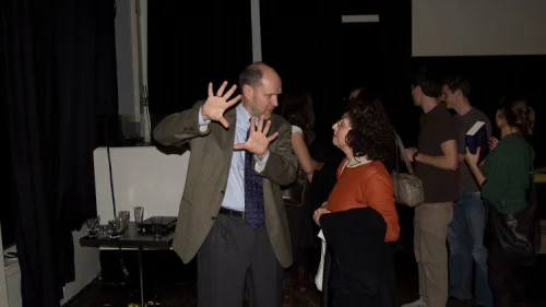 Stephen Walt (left), co-author of "The Israel Lobby." Credit: Maarten via Wikimedia Commons.