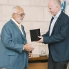Hebrew University of Jerusalem president, professor Asher Cohen (right), celebrated the contributions of Arthur Gutterman during the Wall of Life Ceremony at the 87th Board of Governors meeting in Jerusalem. Photo by Maxim Dinshtein