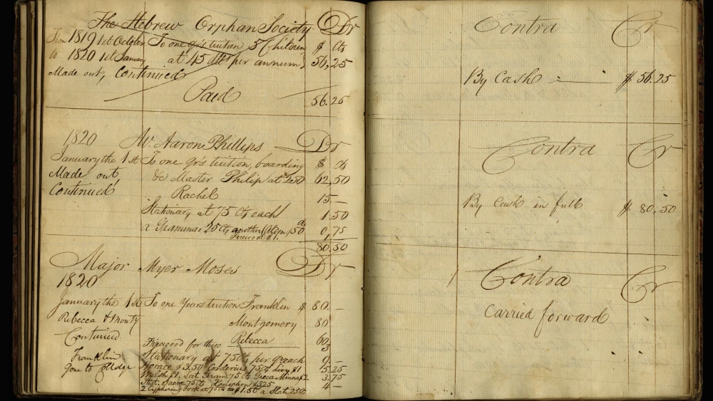 Hebrew Orphan Society ledger pages. Credit: Courtesy of Dennis Feinberg/Hebrew Orphan Society.