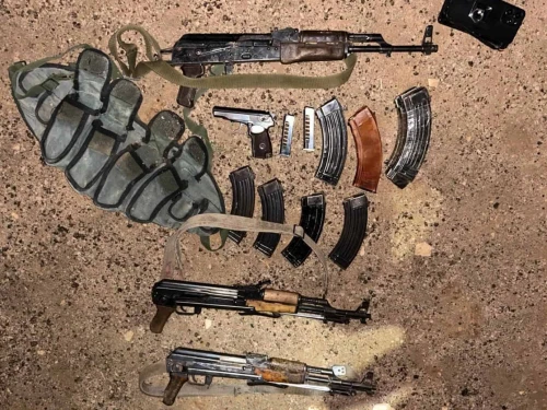 Weapons seized by Israel Defense Forces soldiers in southern Syria, Oct. 23, 2025. Credit: IDF.