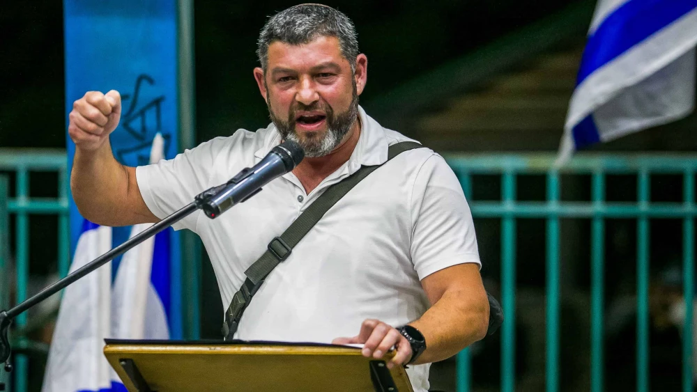 IDF Brig.-Gen. (res.) Ofer Winter speaks during a Jerusalem Day event in Ariel, June 4, 2024. Source: Flash90.