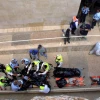 Bodies are taken away following an explosion at the cafeteria of Jerusalem's Hebrew University on July 31, 2002, during the years of the Second Intifada. Hamas took responsibility for the bombing, which killed seven people and wounded 70. Photo by Flash90.