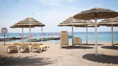 A closed beach on the Red Sea in the resort city of Eilat on May 13, 2020. Photo by Yossi Zeliger/Flash90.