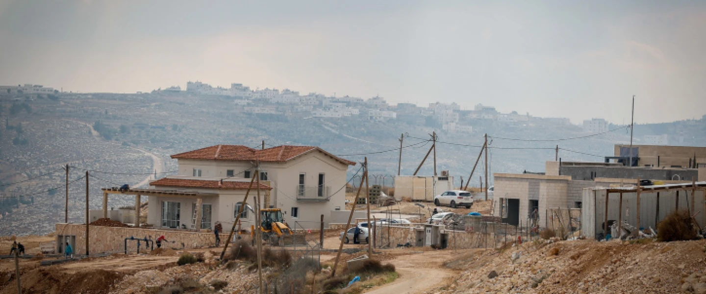 A new neighborhood under construction in Ma’ale Hever, Judea and Samaria, on Dec. 28, 2022. Photo by Gershon Elinson/Flash90.