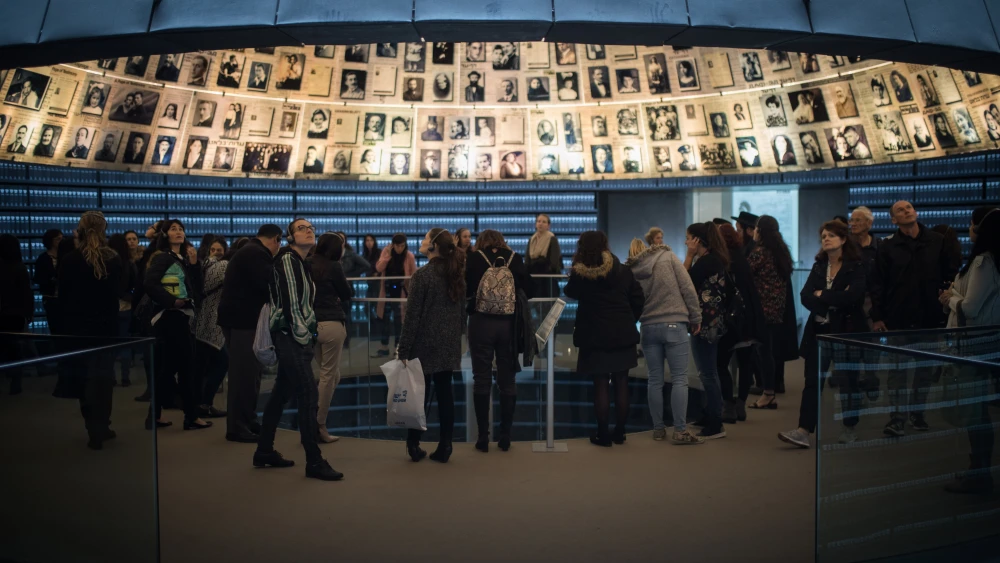Visitors seen at the Yad Vashem Holocaust Memorial museum in Jerusalem on April 10, 2018, ahead of Israeli National Holocaust Remembrance Day. Photo by Hadas Parush/Flash90.