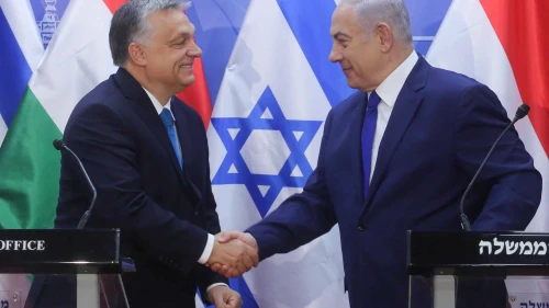 Israeli Prime Minister Benjamin Netanyahu holds a joint press conference with Hungarian Prime Minister Viktor Orban, at the Prime Minister's Office in Jerusalem, on July 19, 2018. Photo by Marc Israel Sellem/Pool.