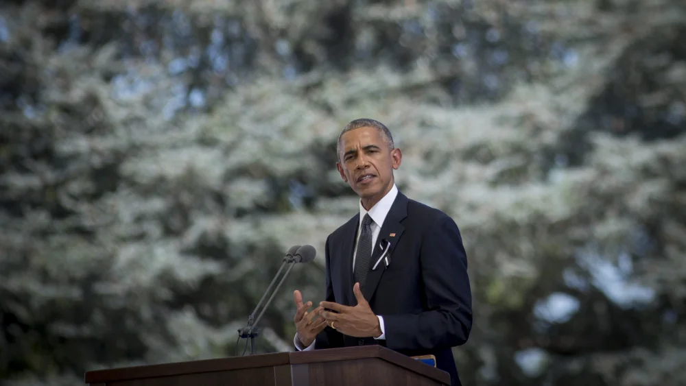 Former U.S. President Barack Obama at the state funeral of former Israeli President Shimon Peres at Mount Herzl in Jerusalem, on Sept. 30, 2016. Photo by Miriam Alster/Flash90.