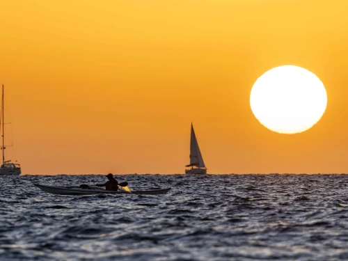The sunset as seen off the coast of Herzliya, on Oct. 25, 2025. Photo by Yonatan Sindel/Flash90.