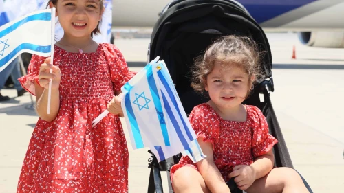 Children of new immigrants at Ben Gurion Airport. Credit: Sivan Shahar/GPO, June 25, 2025.