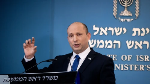 Israeli Prime Minister Naftali Bennett holds a presss conference in Jerusalem on Aug. 18, 2021. Photo by Yonatan Sindel/Flash90.
