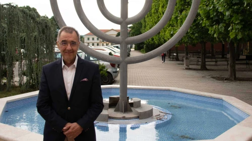 Executive Director István László Mészáros stands on the grounds of Faith Church's headquarters in Budapest. Photo by David Isaac.