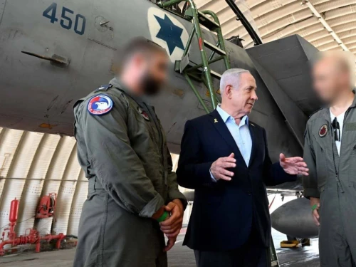 Israeli Prime Minister Benjamin Netanyahu during a visit to the Tel Nof Airbase in central Israel, June 16, 2025. Photo by Avi Ohayon/GPO