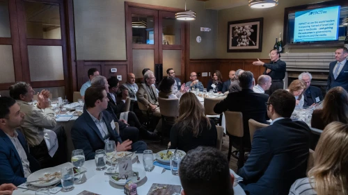 Adam Milstein, a member of the philanthropists’ group that helped to establish the Impact Forum, speaks to a gathering of philanthropists in Los Angeles. Source: Merona Leadership Foundation.