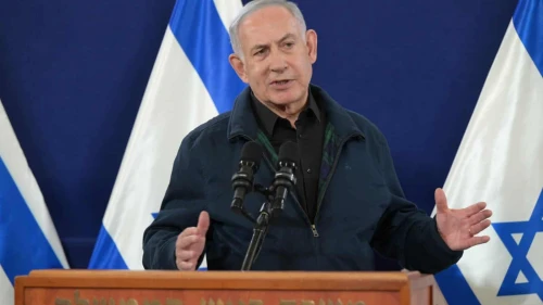 Israeli Prime Minister Benjamin Netanyahu speaks during a televised address, Dec. 2, 2023. Photo by Amos Ben-Gershom/GPO.
