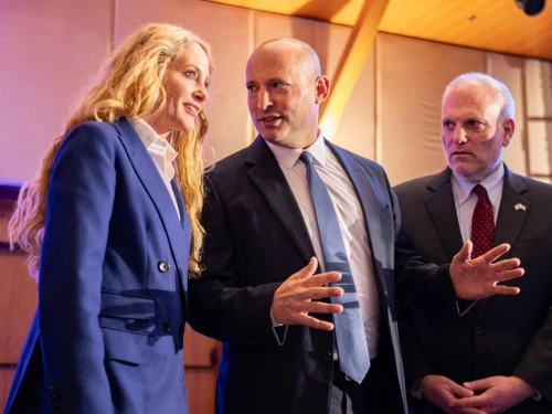Naftali Bennett arrives at the Conference of Presidents