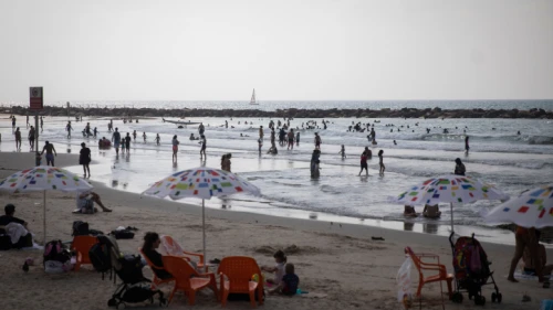 Israelis enjoy the beach on a hot day in Tel Aviv, on Aug. 29, 2019. Photo by Hadas Parush/Flash90.