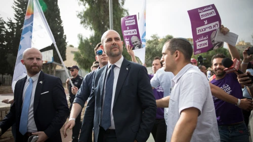 Temporary Minister of Justice and the only gay member of the Likud Party, Amir Ochana, attends the annual Gay Pride Parade in Jerusalem on June 6, 2019. Photo by Noam Revkin Fenton/Flash90.