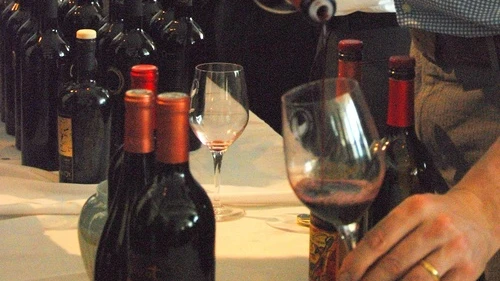 A fine wine—one of several hundred—sampled at the 2012 Kosher Food and Wine Experience. Vintners from around the globe introduced a wide range of kosher wines to discerning palates at the one day extravaganza. Here, Covenant associate winemaker Jonathon Hajdu pours an extraordinary red produced by the Northern California kosher winery. Credit: Maxine Dovere.