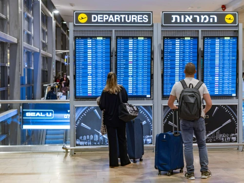 Travelers at Ben Gurion International Airport, Oct. 23, 2025. Photo by Nati Shohat/Flash90.
