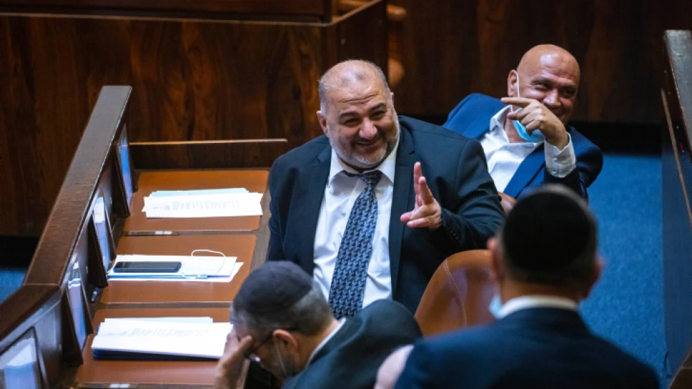 Ra'am Party head Mansour Abbas attends a plenary session at the Knesset in Jerusalem, June 28, 2021. Photo by Olivier Fitoussi/Flash90.