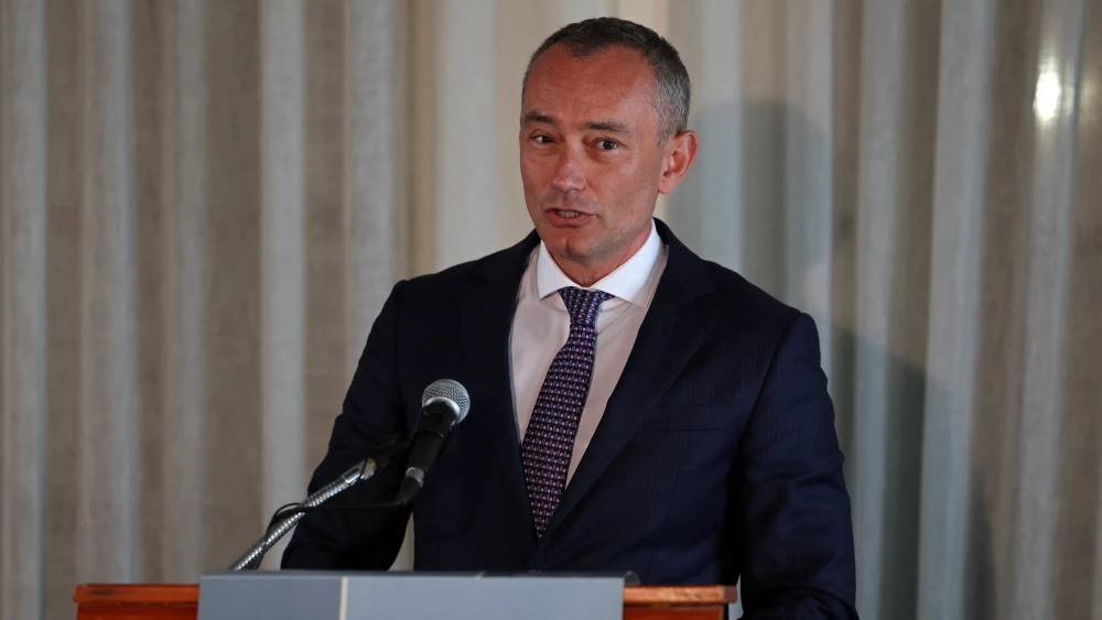 Nikolay Mladenov, the Board of Peace’s high representative for Gaza under U.S. President Donald Trump, speaks at a press briefing in Jerusalem on May 13, 2026. Photo by Ahmad Gharabli / AFP via Getty Images.