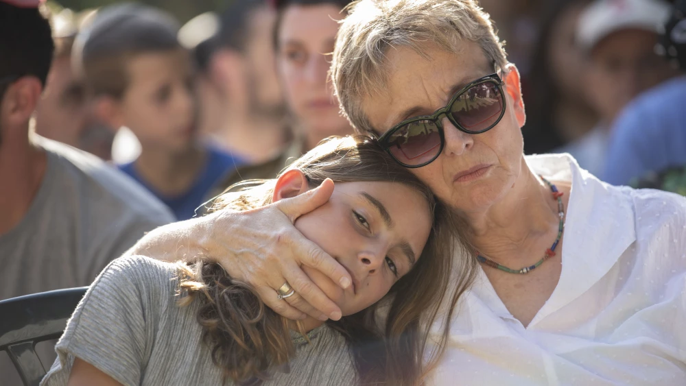 Leah Goldin, mother of IDF Lt. Hadar Goldin, at a memorial service in Kfar Saba, Aug. 6, 2019. Photo by Sraya Diamant/TPS.