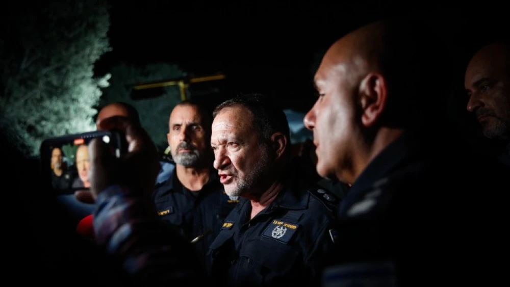 Chief of police Kobi Shabtai at the scene where four men were shot dead in the Arab Town of Abu Snan, northern Israel, Aug. 22, 2023. Photo by Shir Torem/Flash90.