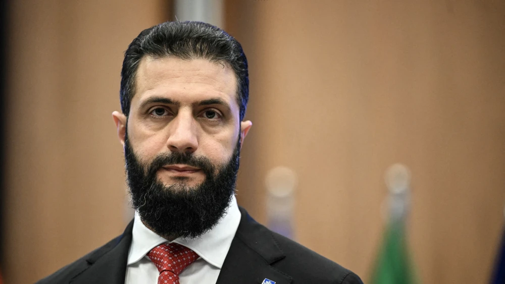 Syrian leader Ahmed al-Sharaa at a working session of the European Council and regional partners in Nicosia, April 24, 2026. Photo by Nicolas Tucat/AFP via Getty Images.
