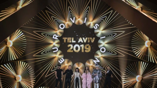 Gali Atari, who won the Eurovision contest in 1979, performs during a rehearsal ahead of the Grand Finals of the 2019 Eurovision Song Contest in Tel Aviv on May 17, 2019. Photo by Hadas Parush/Flash90.