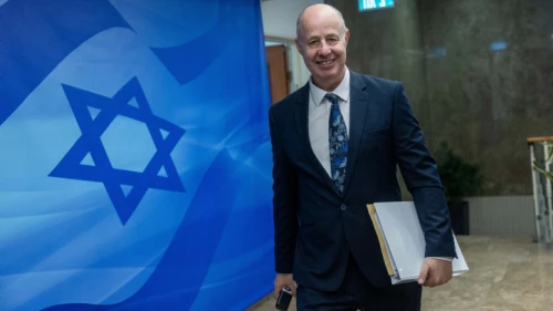 National Security Adviser Tzachi Hanegbi arrives to a government conference at the Prime Minister's office in Jerusalem on January 15, 2023. Photo by Yonatan Sindel/Flash90