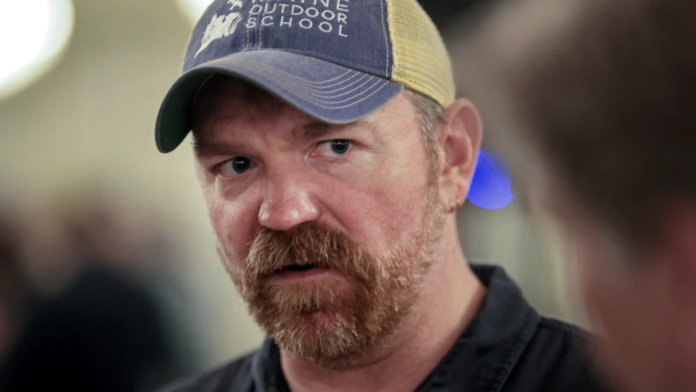 U.S. Senate candidate from Maine Graham Platner speaks during a campaign event at the Veterans of Foreign Wars Post 6859 on May 17, 2026, in Portland, Maine. Photo by Joe Raedle/Getty Images.