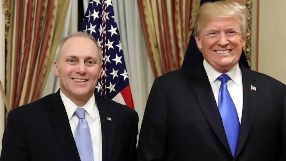 U.S. President Donald Trump with Congressman and House Majority Whip Steve Scalise, Jan. 30, 2018. Office of Congressman Steve Scalise.