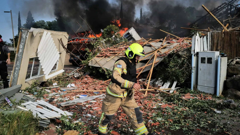 View of a house which was directly hit in a missile attack from Lebanon, in Katzrin, northern Israel, Aug. 21, 2024. Photo by Michael Giladi/Flash90.