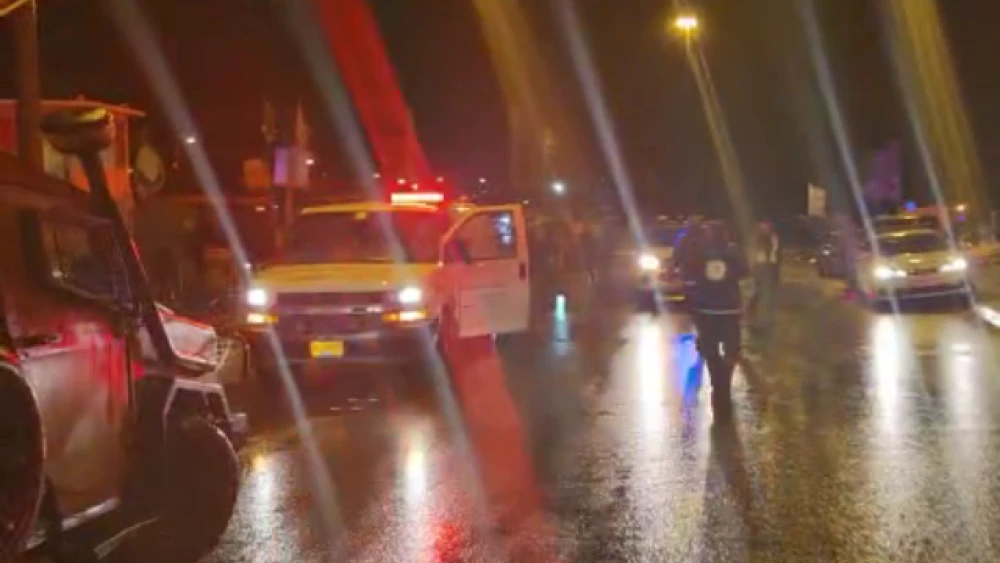 The scene of a possible terrorist attack at the Tapuach Junction in Samaria, Jan. 31, 2023. Credit: Magen David Adom.