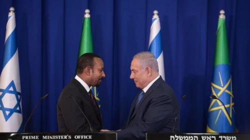 Israeli Prime Minister Benjamin Netanyahu and Ethiopian Prime Minister Abiy Ahmed during a joint press conference at the Prime Minister's Office in Jerusalem on Sept. 1, 2019. Photo by Hadas Parush/Flash90.
