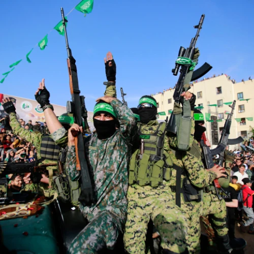 Hamas members attend a rally in Beit Lahia, in the northern Gaza Strip, May 30, 2021. Photo by Atia Mohammed/Flash90.