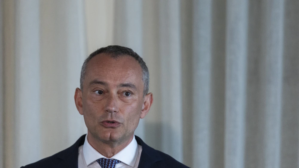 Nickolay Mladenov, the Board of Peace's high representative for Gaza, speaks during a press conference for the foreign media in Jerusalem, May 13, 2026. Photo by Yonatan Sindel/Flash90.