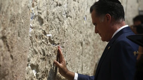 U.S. Sen. Mitt Romney (R-Utah) at the Western Wall during a trip to Israel. Photo by Flash90.