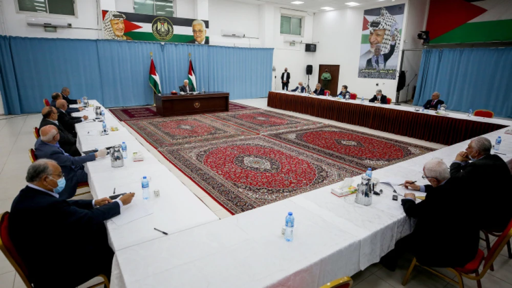 Palestinian Authority leader Mahmoud Abbas speaks during a meeting of the Palestinian leadership in Ramallah, May 7, 2020. Photo by Flash90.