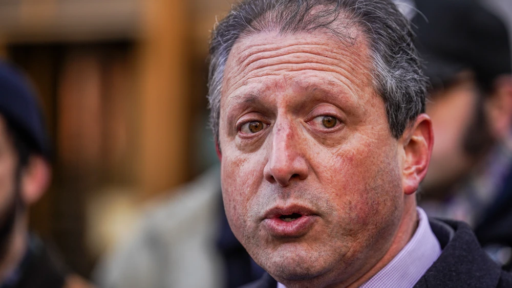 Former New York City Comptroller Brad Lander speaks to members of the media, alongside supporters, before appearing in a New York City court, Feb. 12, 2026. Photo by Ryan Murphy/Getty Images.