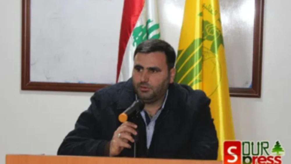 A Hezbollah liaison appearing on Lebanese TV. Credit: Alma.