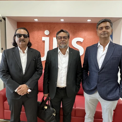 From left: Ashwini Chaudhary, president of Golden Ratio Films India; Piiyush Singh, co-founder and group COO of Vistas Media Capital; and Atul Pandey, co-founder of Hundred Films. Photo by Maayan Hoffman.
