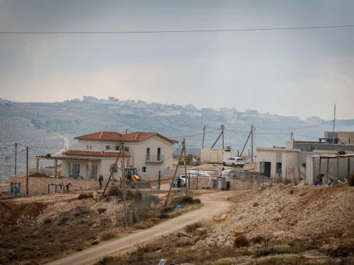 A new neighborhood under construction in Ma’ale Hever, Judea and Samaria, on Dec. 28, 2022. Photo by Gershon Elinson/Flash90.