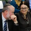 Israeli Attorney General Avichai Mandelblit with Supreme Court president Esther Hayut, at Bar-Ilan University on March 4, 2020. Photo by Flash90.